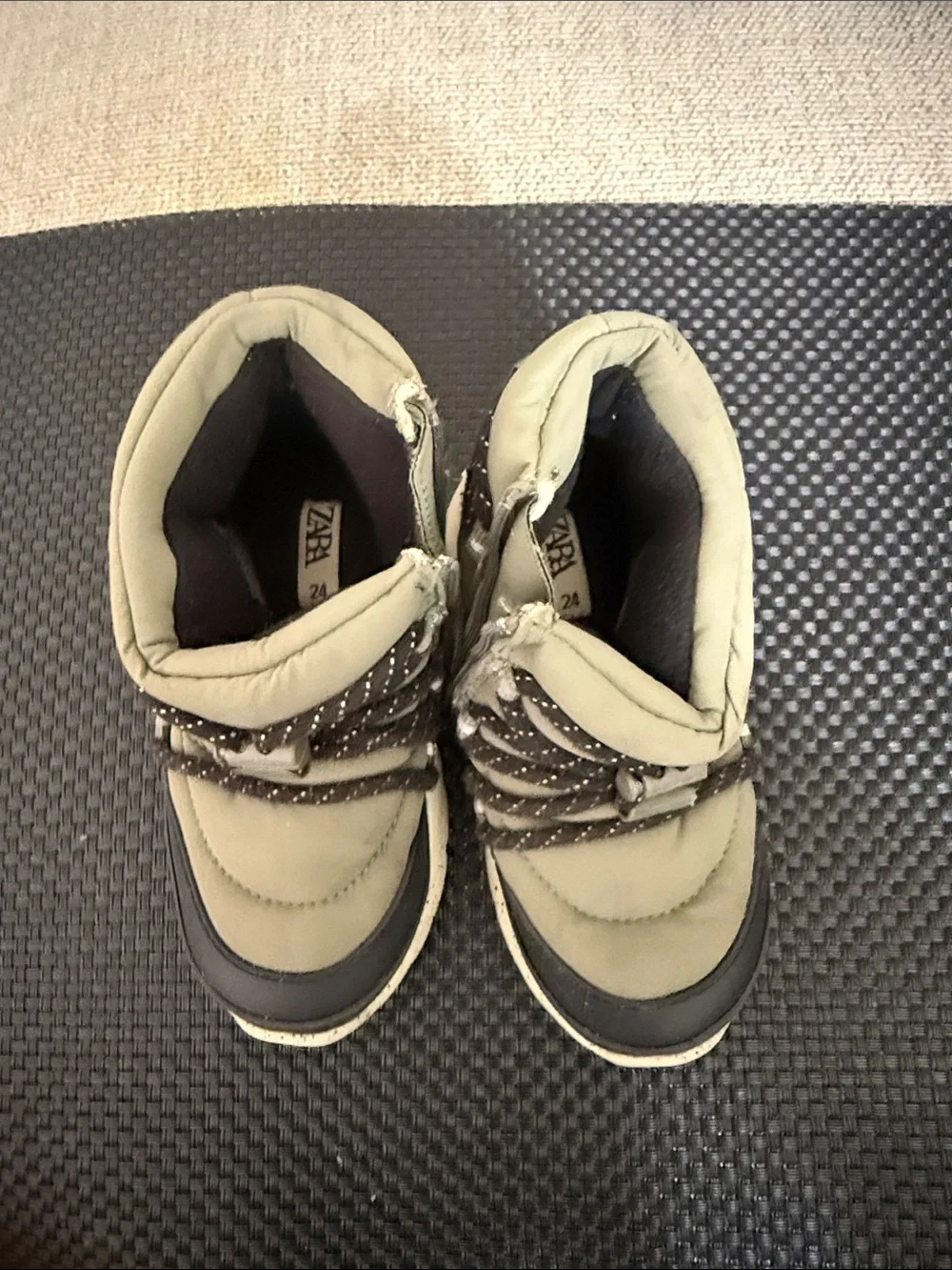 ZARA Kids Olive and Black Lace-Up Boots